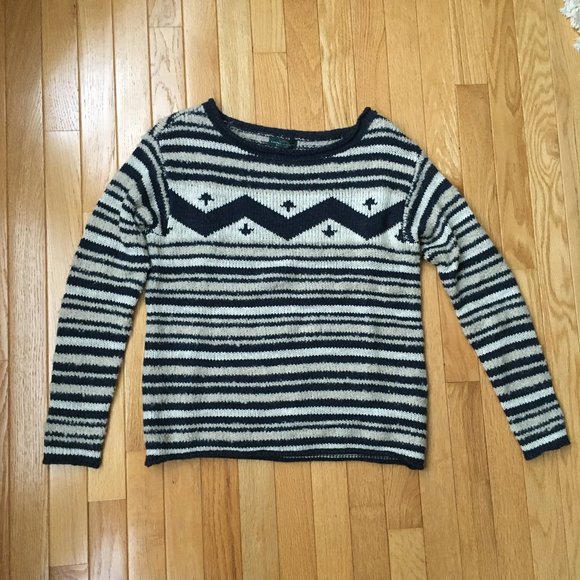 NWT Ralph Lauren Wool/Cotton Blend Blue and Cream Sweater Size XS - Picture 2 of 7